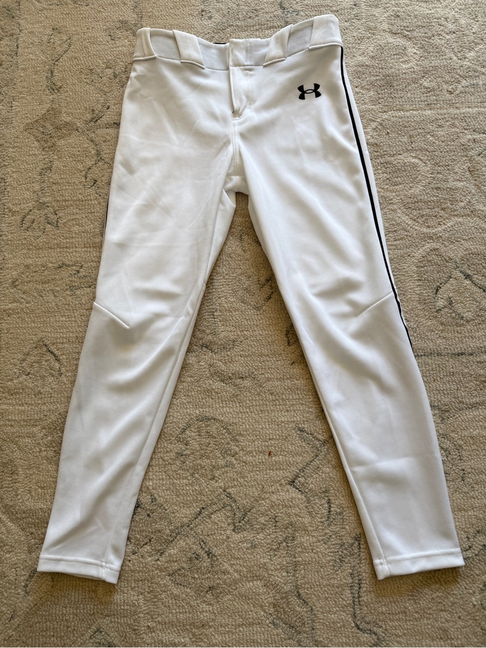 Under Armour White Leggings with Black Side Stripe - Boys